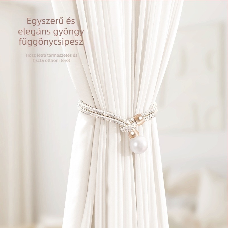 Gyöngyös függönykötőpántok párban — modern minimalista stílus, poliészter PVC