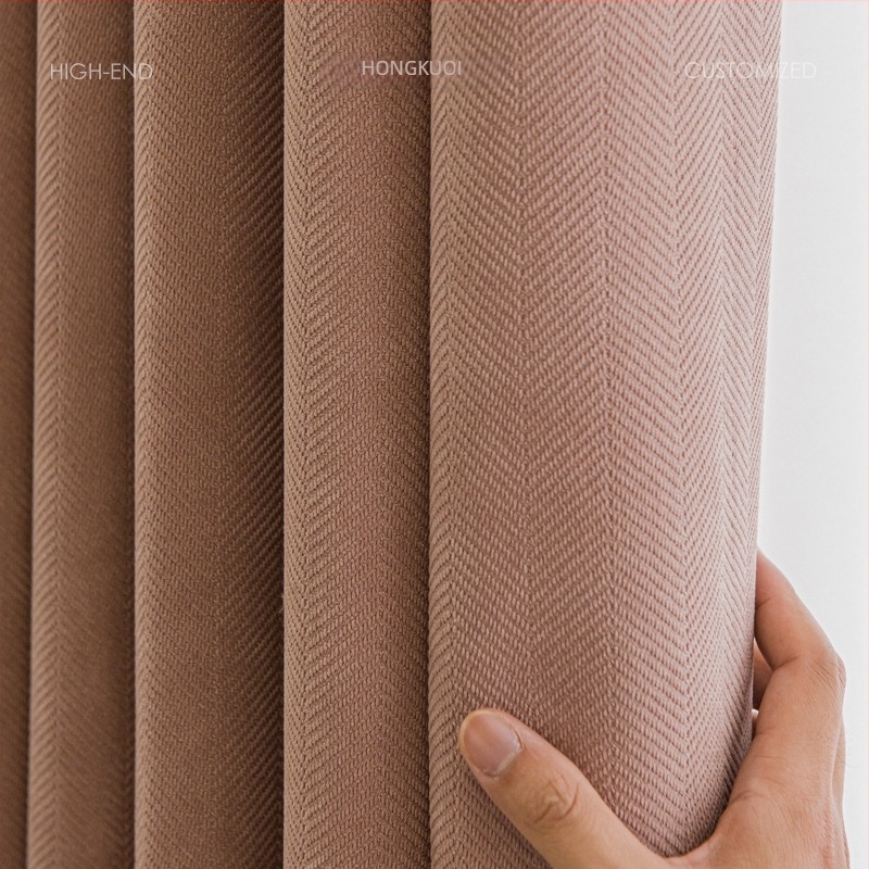 Vörös széles Jacquard Chenille függönyök Herringbone mintával, vastag anyagú, 100% poliészter, hálószoba és nappali számára