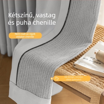 Kétszínű AB Chenille ablakfüggöny nappaliba és irodába — poliészter, 90–100% fényblokkolás, csíkos/egyszínű mintázat