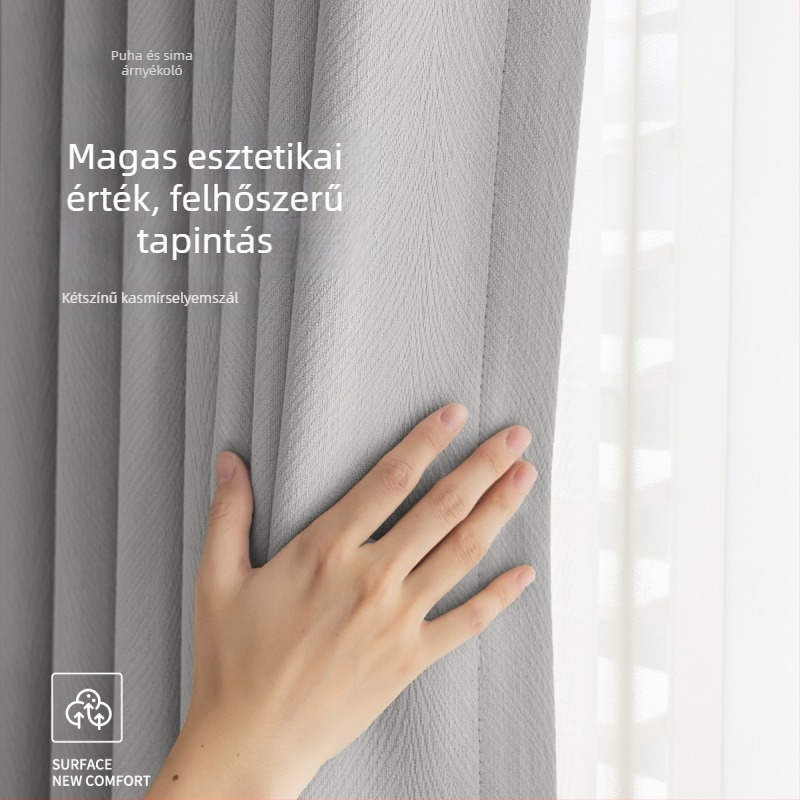 Kétszínű AB Chenille ablakfüggöny nappaliba és irodába — poliészter, 90–100% fényblokkolás, csíkos/egyszínű mintázat