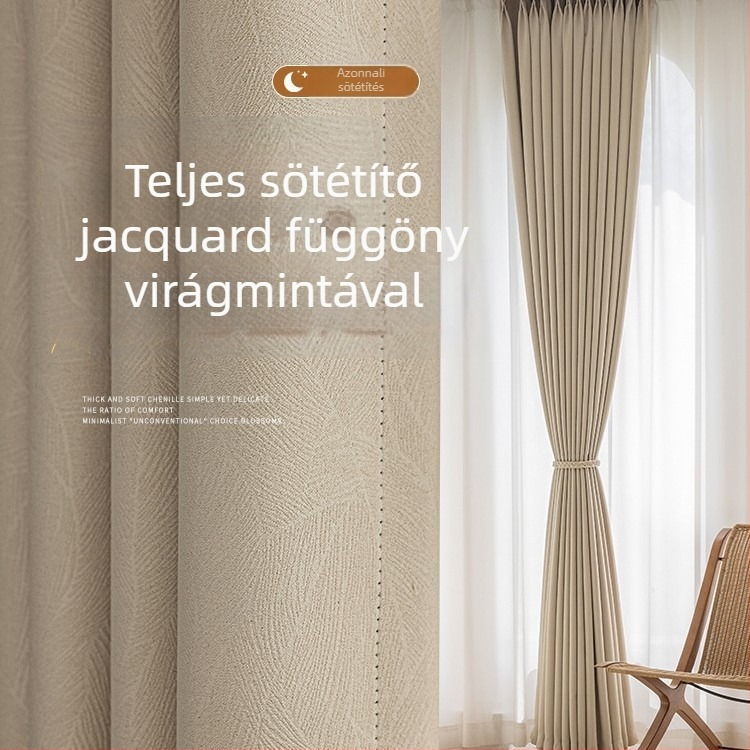 Chenille függönyök teljes blackout – modern minimalista stílus, 100% poliészter, árnyékolás 70–90%, egész házra szabható