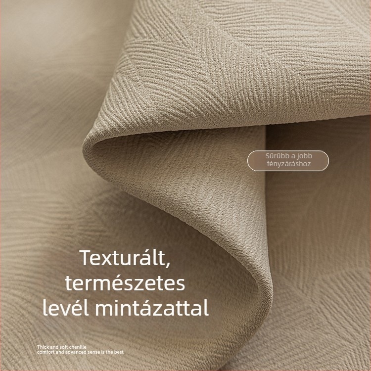 Chenille függönyök teljes blackout – modern minimalista stílus, 100% poliészter, árnyékolás 70–90%, egész házra szabható