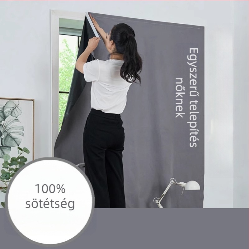 Élőszoba háttérfüggöny – bevont szövet, Velcro háttér, teljes sötétítés (>90%), modern minimalista stílus, összetett kivitel; nappali, hálószoba, dolgozószoba