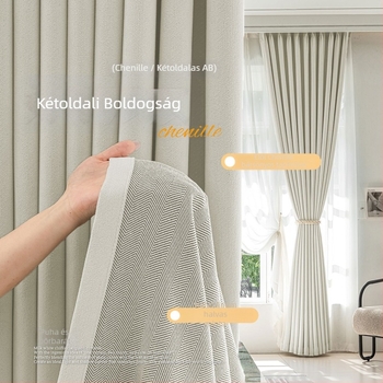 Kétoldalas chenille függöny jacquard mintával, sötétítő, 70-90%-os árnyékolás, kész, hálószoba és nappali számára