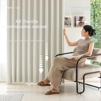 Kétoldalas chenille függöny jacquard mintával, sötétítő, 70-90%-os árnyékolás, kész, hálószoba és nappali számára