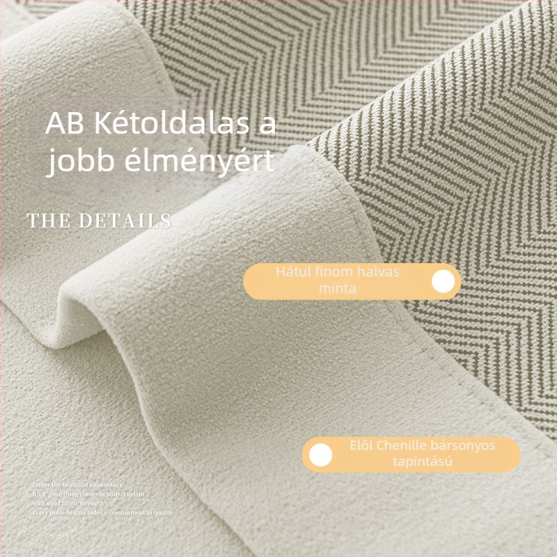 Kétoldalas chenille függöny jacquard mintával, sötétítő, 70-90%-os árnyékolás, kész, hálószoba és nappali számára