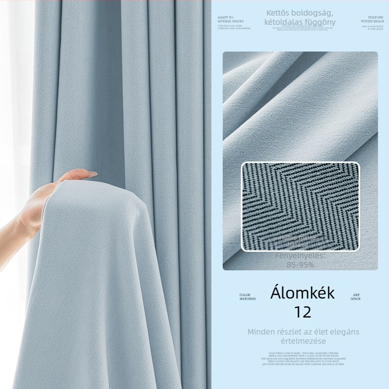 Kétoldalas chenille függöny jacquard mintával, sötétítő, 70-90%-os árnyékolás, kész, hálószoba és nappali számára