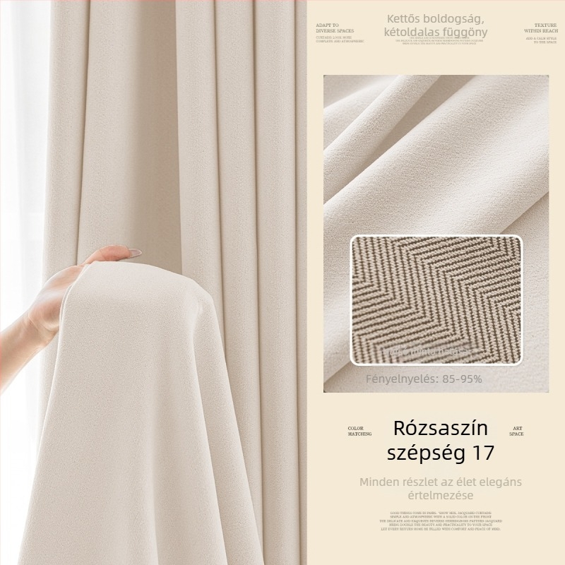 Kétoldalas chenille függöny jacquard mintával, sötétítő, 70-90%-os árnyékolás, kész, hálószoba és nappali számára