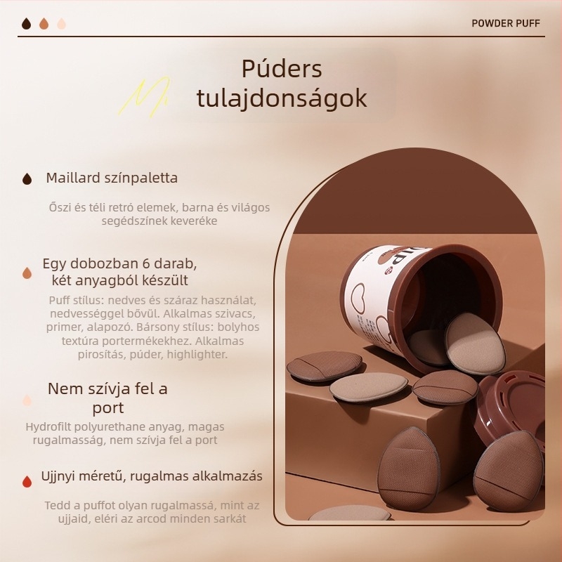 PAIP Mini Porpúder Puff – Dobozos, Rendkívül Puha, Hidrofil Nincs Latex, Csepp Alakú Légpárnás Hüvelykujjához