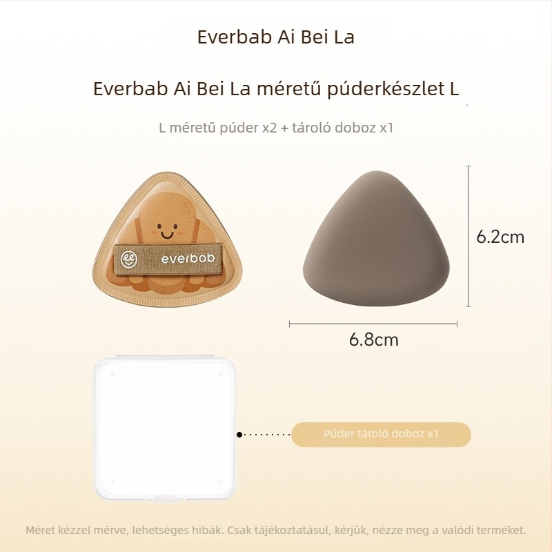 Háromszög alakú porpúder-szivacs, természetes anyagból – porhoz és alapozóhoz, készlet