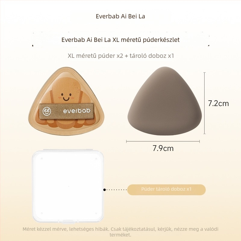 Háromszög alakú porpúder-szivacs, természetes anyagból – porhoz és alapozóhoz, készlet