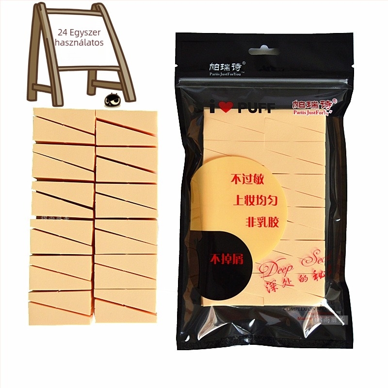 Parry nedves por púder puff, hidrofil, latex-mentesen, formák: háromszög és trapez, 24 darabos csomag, egyszer használatos