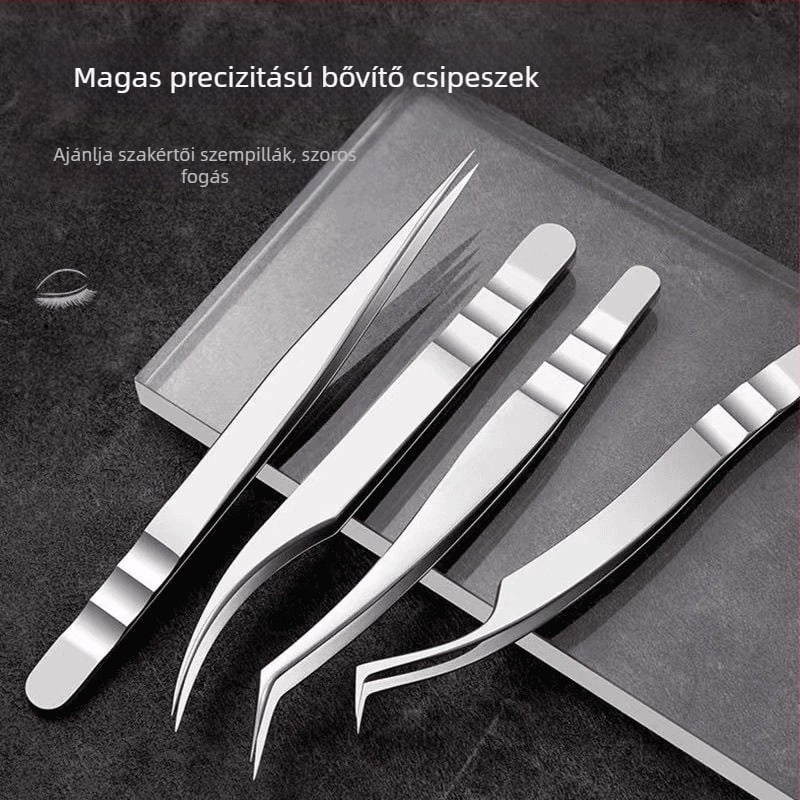Graftoló szempilla csipesz, rozsdamentes acél, antistatikus