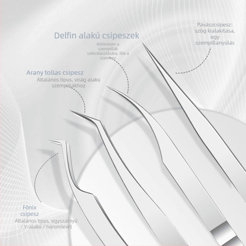 Graftoló szempilla csipesz, rozsdamentes acél, antistatikus