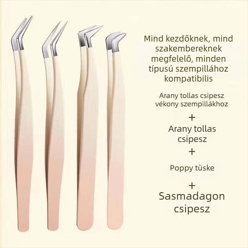 Szempilla csipesz és eszközkészlet, kiváló precíziós rozsdamentes acélból, Six Six Beauty