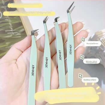 JONBOS rozsdamentes acélból készült hamis pillák csipesze – grafting szempilla csipesz, kezdő eszköz, Jin Yu clamp a szempillákat oktatóknak