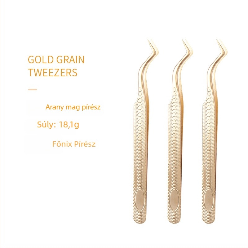 Ál szempilla csipesz készlet — rozsdamentes acél, nettó tömeg 18 g, szempilla-hosszabbító csipesz, arany tollas klipek, szépségápolási eszközök
