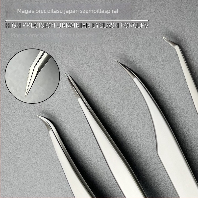 DQD rozsdamentes acél szempillacsipesz – precíziós, tükrös felület, kézi használatú hamis szempillákhoz