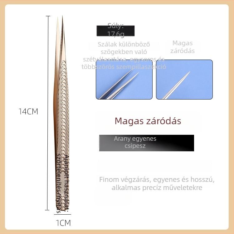 Magas pontosságú szempilla csipesz – professzionális szempilla hosszabbításhoz, kezdőknek készlet, rozsdamentes acél, Yin color márka, hivatalos magánmárka