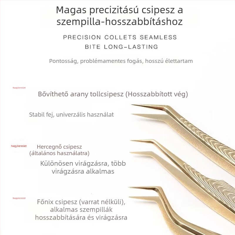 Indy szempilla csipesz - nagy precizitású, professzionális felhelyező eszköz, kezdő készlet, 1 darab
