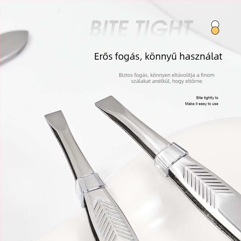 Jiaoposi rozsdamentes acél szemöldökcsipesz, lapos és ferde állású csúccsal, szőrszálak eltávolítására és műszempillák formázására — sminkeszköz