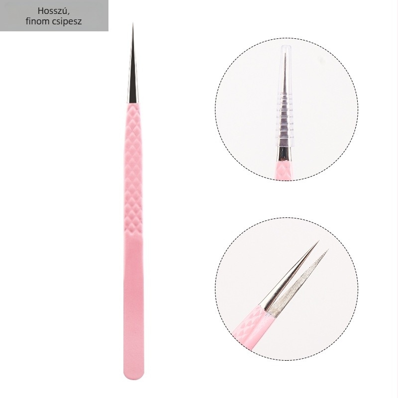 Szempilla graftoló csipesz rozsdamentes acél rostfejjel, nagy precizitás