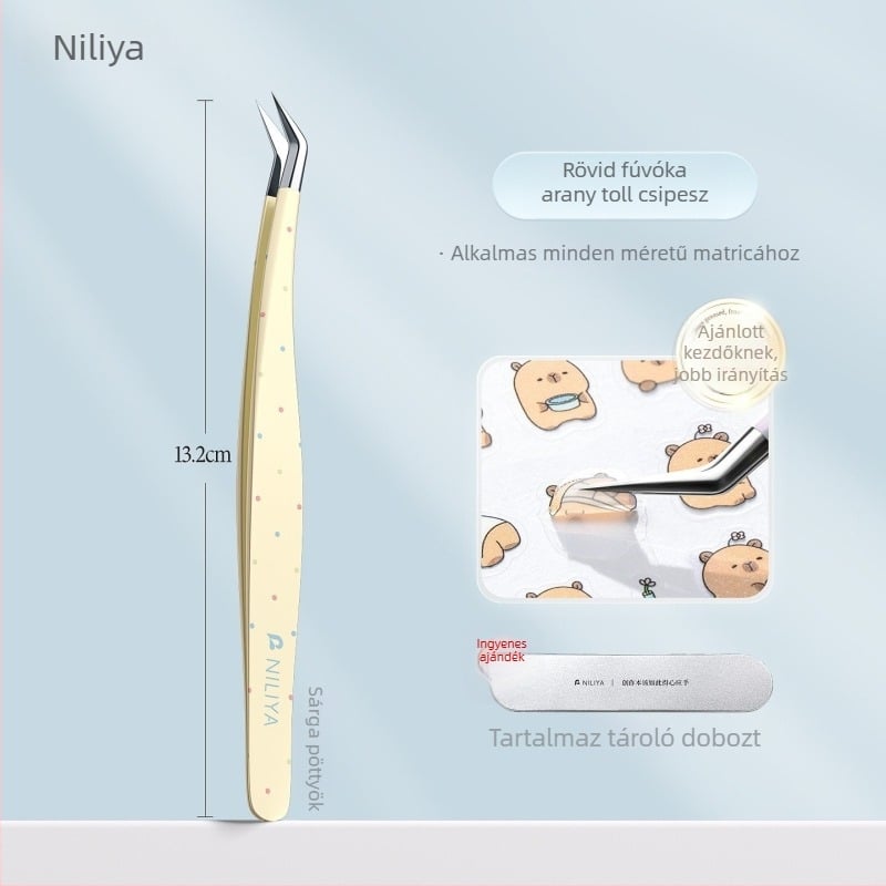 Szempilla-művészeti csipesz készlet: hegyes csúcsú csipesz, középfokú széntartalmú acél nyél, magas széntartalmú csúcsok, kézikönyv csipesz, precíziós szempilla csipesz