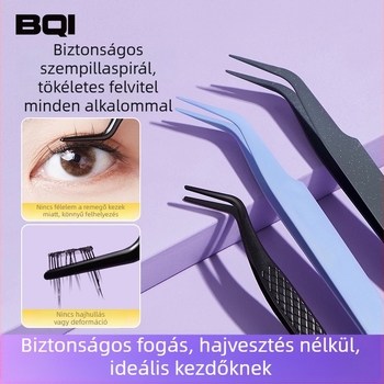 BQI mini szempilla csipesz kerek fejű – kezdőknek szánt eszköz a hamis szempillák felhelyezéséhez, import nélkül