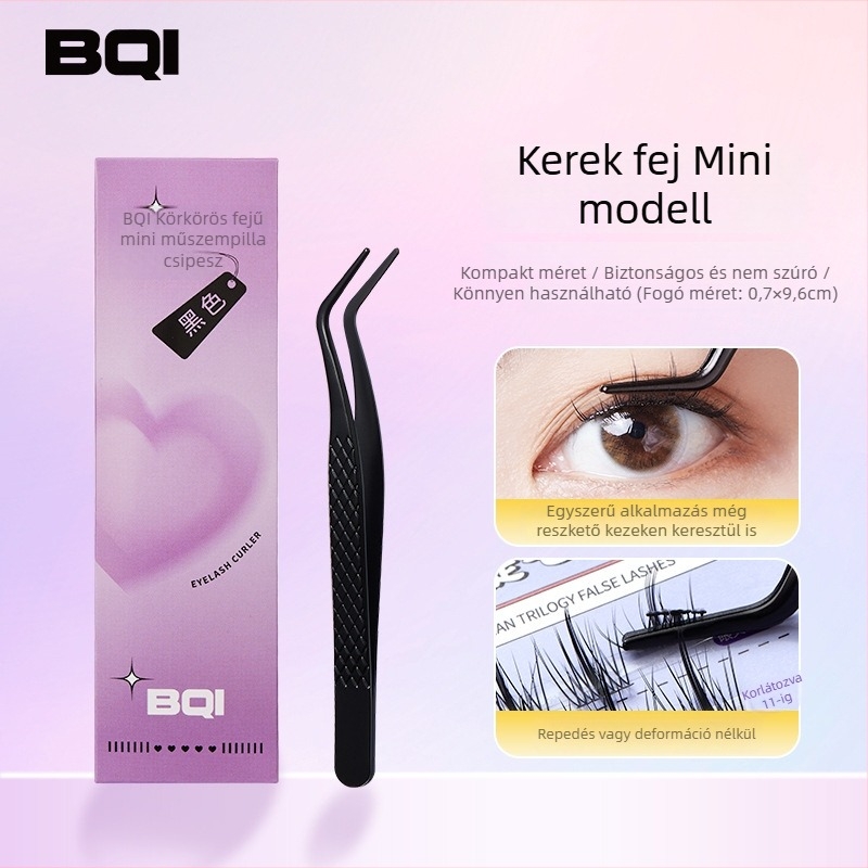 BQI mini szempilla csipesz kerek fejű – kezdőknek szánt eszköz a hamis szempillák felhelyezéséhez, import nélkül