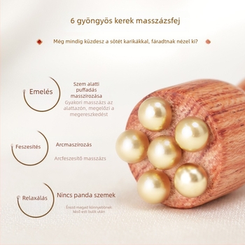 Manuális szem- és arcmaszírozó Brazíliai rózsafából készült bronz gyöngyökkel, lotus formájú, elektromos nélküli, általános használatra