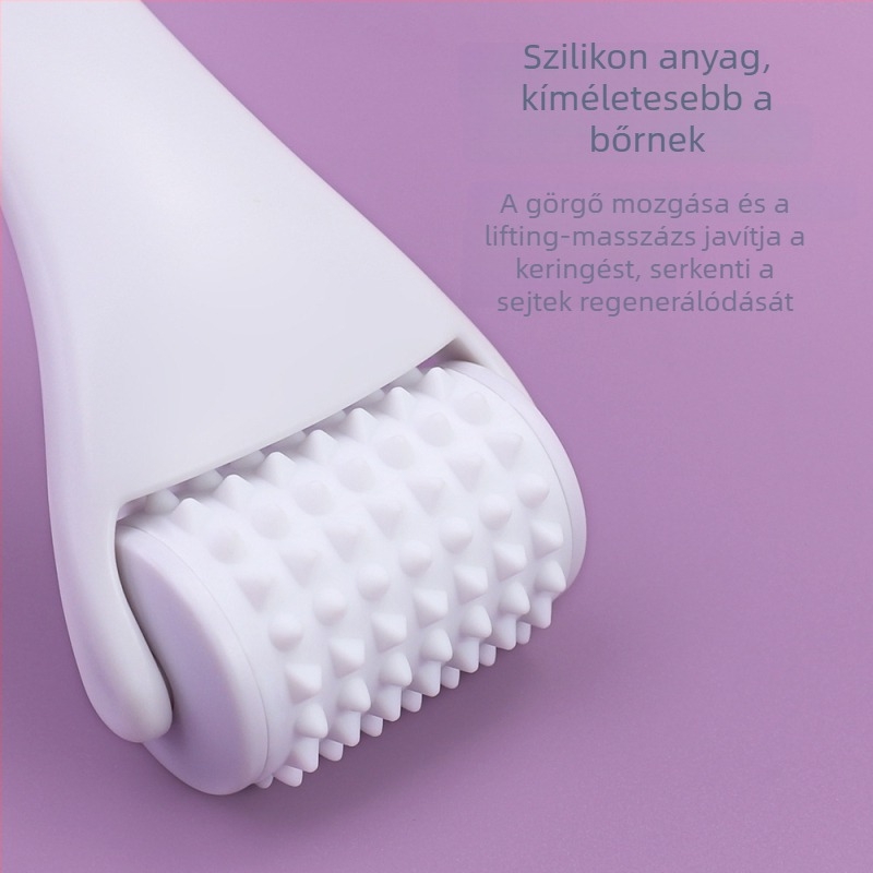 Silikon arcmaszázó roller, kézi, nem elektromos, cserélhető görgővel, arcfeszesítésre és masszírozásra