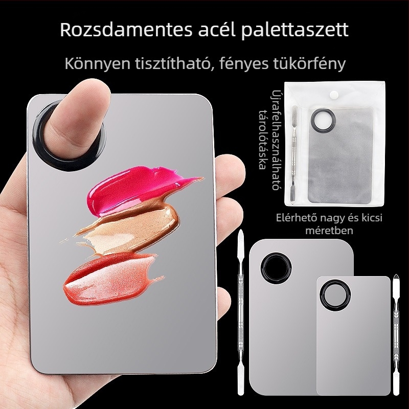 Rozsdamentes acél körömpaletta készlet lyukakkal és állítható rúddal — négyzet alakú, nettó tömeg 140 g