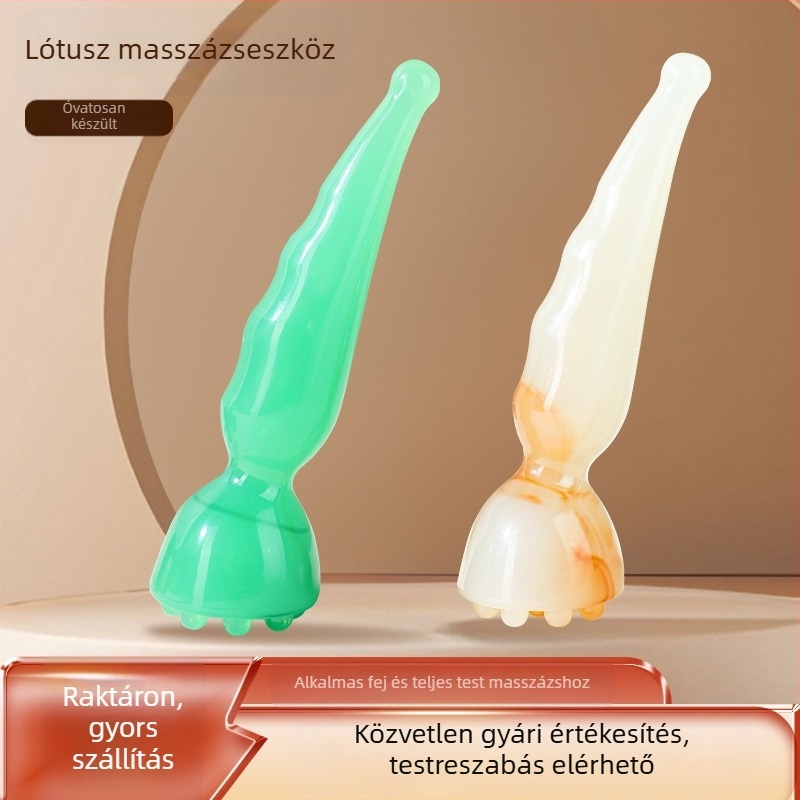 Fejmasszírozó imitált Jade Lótusz arcmasszázs bot akupunktúrás pontok és meridiánok számára; súly 62 g; doboz 300 db; logónyomás elérhető
