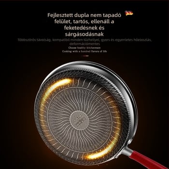 Bevonat nélküli 316L rozsdamentes acél serpenyő, többrétegű aljzattal, indukciós és gáztűzhellyel kompatibilis, üvegfedél