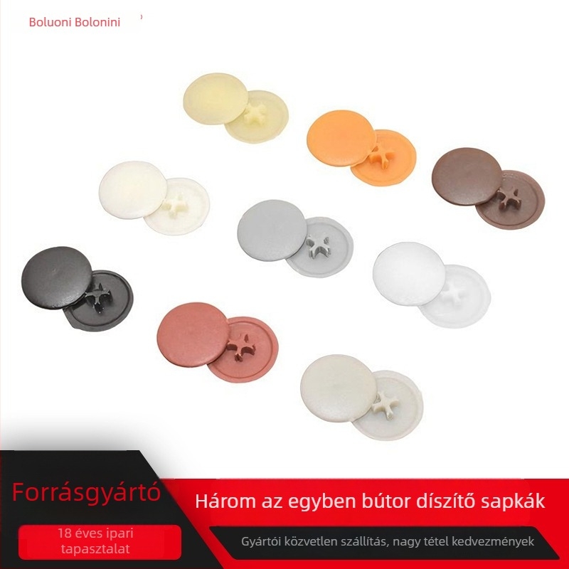 Három az egyben dekoratív fedél bútorösszekötőhöz, excentrikus fedél, műanyag, 3D-nyomtatás, modell cz-001
