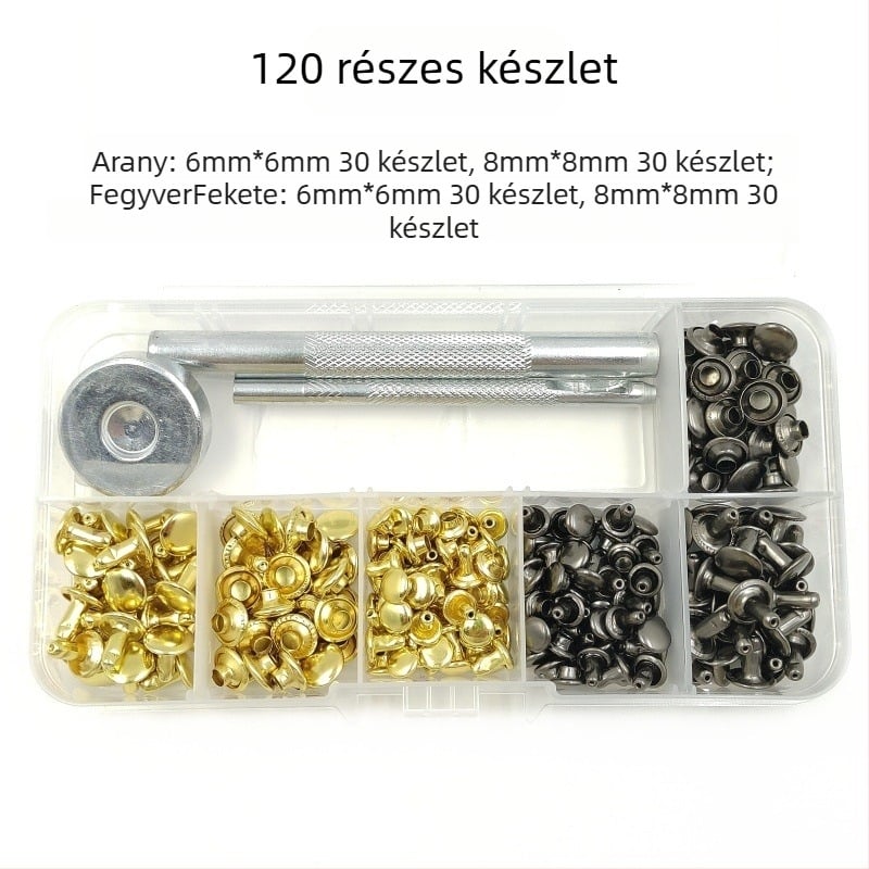 120 darabos kétoldalas patent felhelyező szerszámkészlet bőr ruházathoz — Xinghu