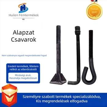 Huilin horgonycsavarok darukhoz: 7- és 9 alakú, L alakú, M2416 beépített csavarok; Q235 szénacél; 12.9-es erősség; nemzetközi szabvány; osztály A