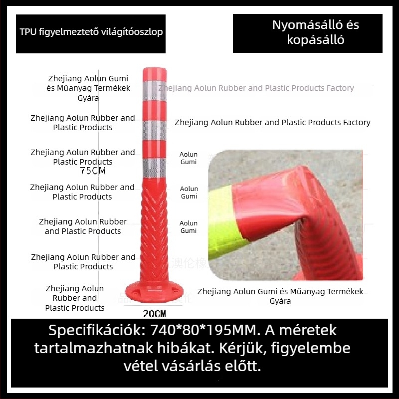 Figyelmeztető oszlop, PU rugalmas, izolációs oszlop, kerítés-kiegészítő, márka Aolun