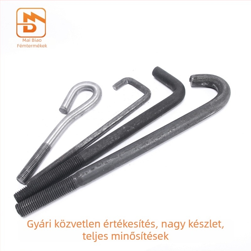 L-típusú hegesztett lemezzel ellátott ankercsavar, Q235 szénacélból, szilárdsági osztály 4.8, szabvány JIS B1178-2009, osztály A