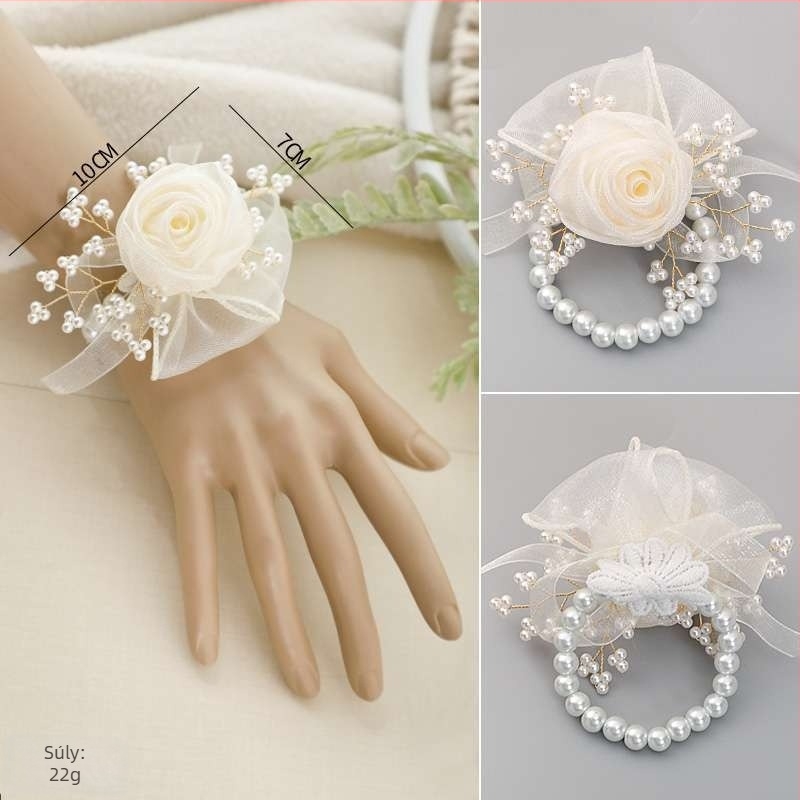 Koreai stílusú kézzel készített esküvői csuklódísz textil anyagból