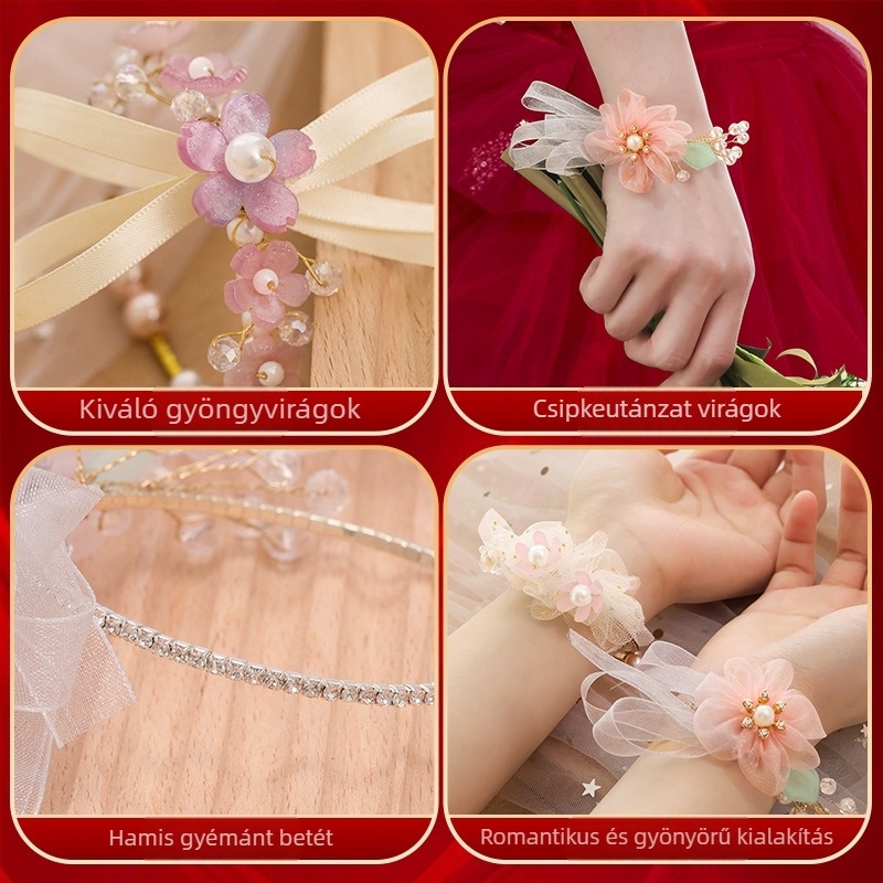 Menyasszony csuklóra illő virág – kínai stílusú, műanyag, Romantic Happy Events márka
