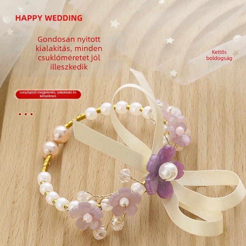 Menyasszony csuklóra illő virág – kínai stílusú, műanyag, Romantic Happy Events márka