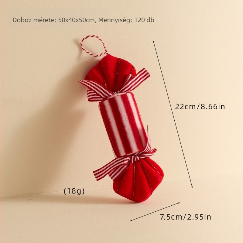 Karácsonyi fa dekorációs készlet: cukorka-pálca alakú díszek és forró levegő balon díszek, habból és gyöngyház pamutból, egyedi OPP zacskóban, modell 25 Lollipop Candy Cane