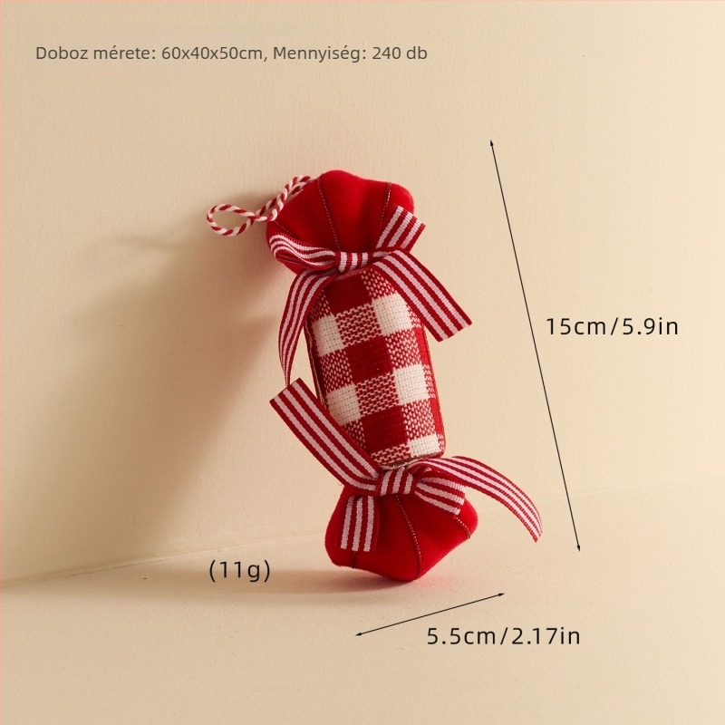 Karácsonyi fa dekorációs készlet: cukorka-pálca alakú díszek és forró levegő balon díszek, habból és gyöngyház pamutból, egyedi OPP zacskóban, modell 25 Lollipop Candy Cane