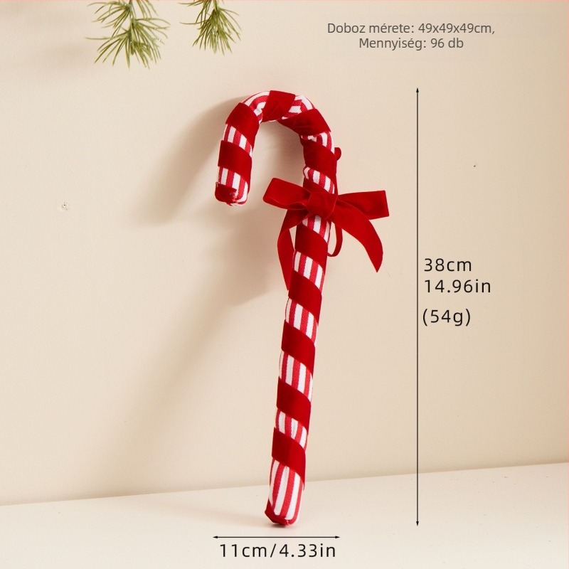 Karácsonyi fa dekorációs készlet: cukorka-pálca alakú díszek és forró levegő balon díszek, habból és gyöngyház pamutból, egyedi OPP zacskóban, modell 25 Lollipop Candy Cane