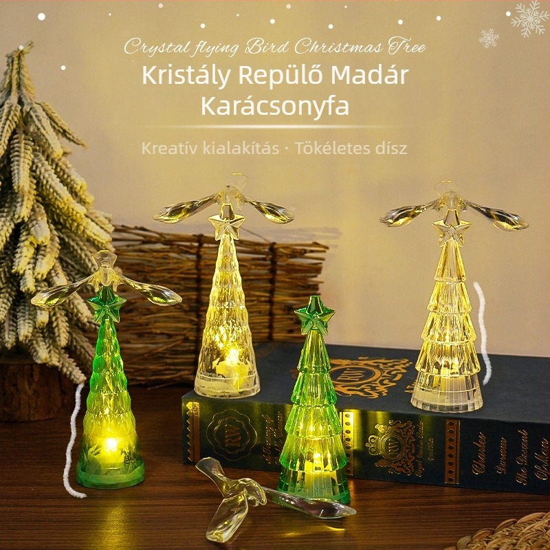 Kristály madár karácsonyfára való éjjellámpa – műanyag test; Márka: Three springs; Stílus: Egyéb; Alkalmas karácsonyra