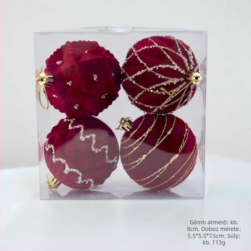 Heartful karácsonyi díszgömb, bolyhos felületű és festett, kínai stílusban (Márka: Heartful; Anyag: Egyéb; Stílus: Kínai; Ünnep: Karácsony)