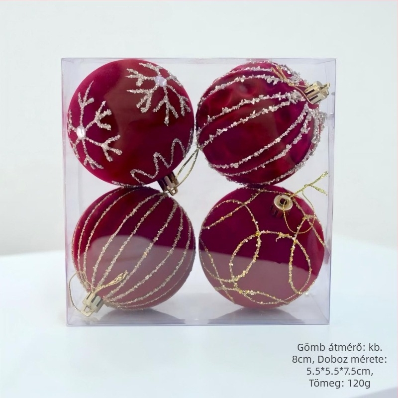 Heartful karácsonyi díszgömb, bolyhos felületű és festett, kínai stílusban (Márka: Heartful; Anyag: Egyéb; Stílus: Kínai; Ünnep: Karácsony)