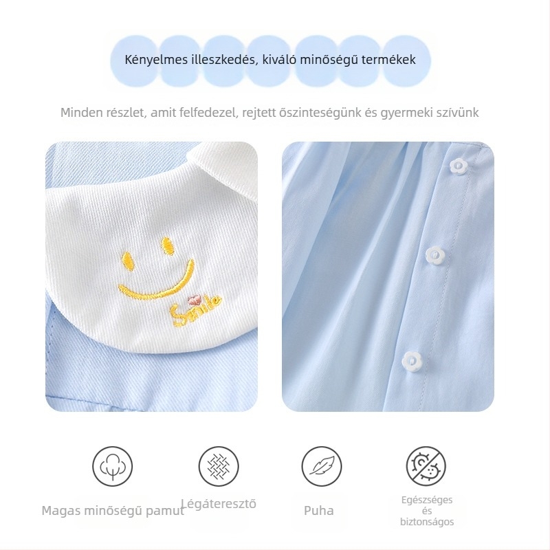 Lányoknak szóló hosszú ujjú ing, galléros, lapel gallér, 100% pamut, kellemes tapintású anyag, koreai stílus, tavasz és ősz