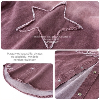 Fiúknak tervezett gradient denim zakó-ginga, koreai stílus, gallér, betűs minta, egyrészes záródás